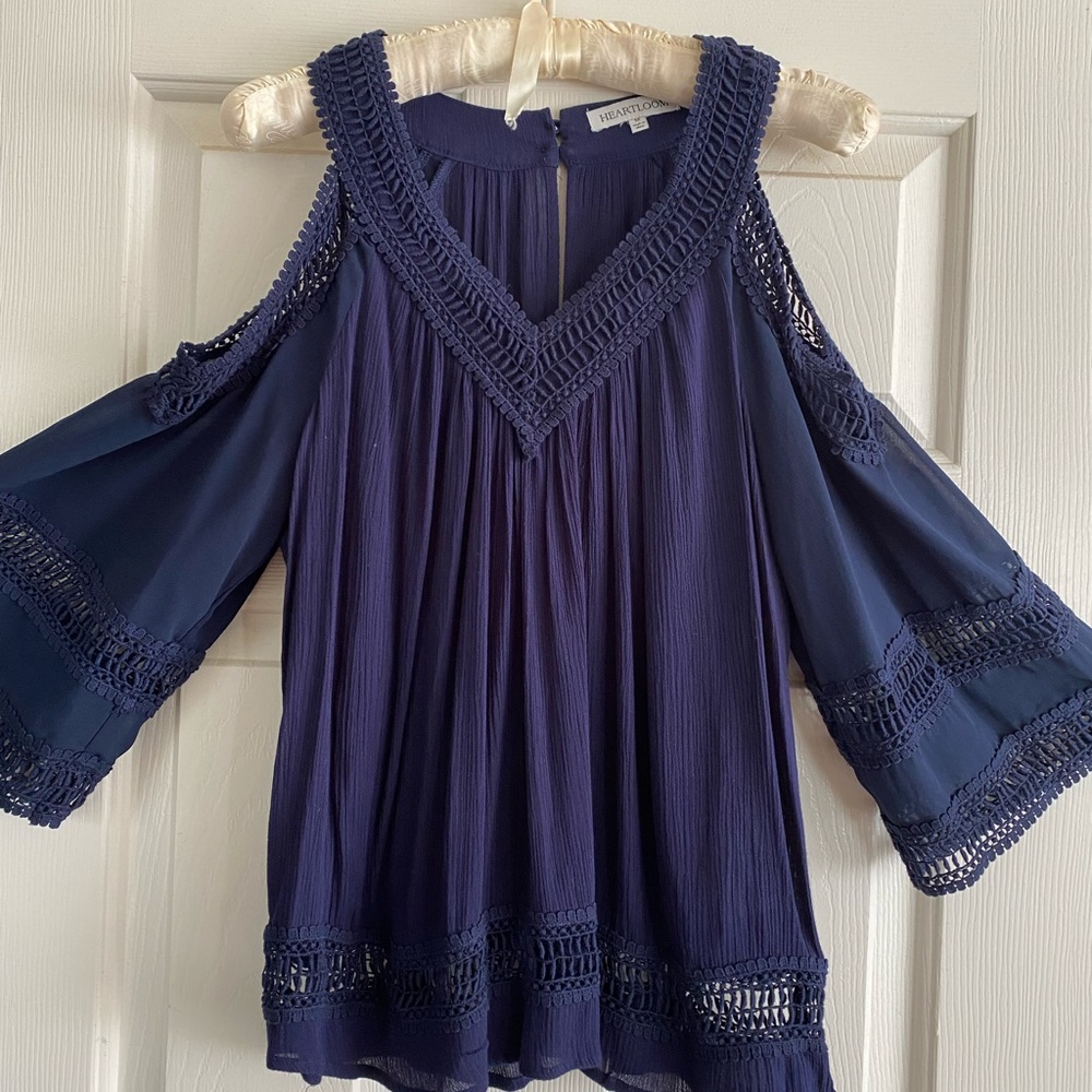 Indigo cold shoulder top